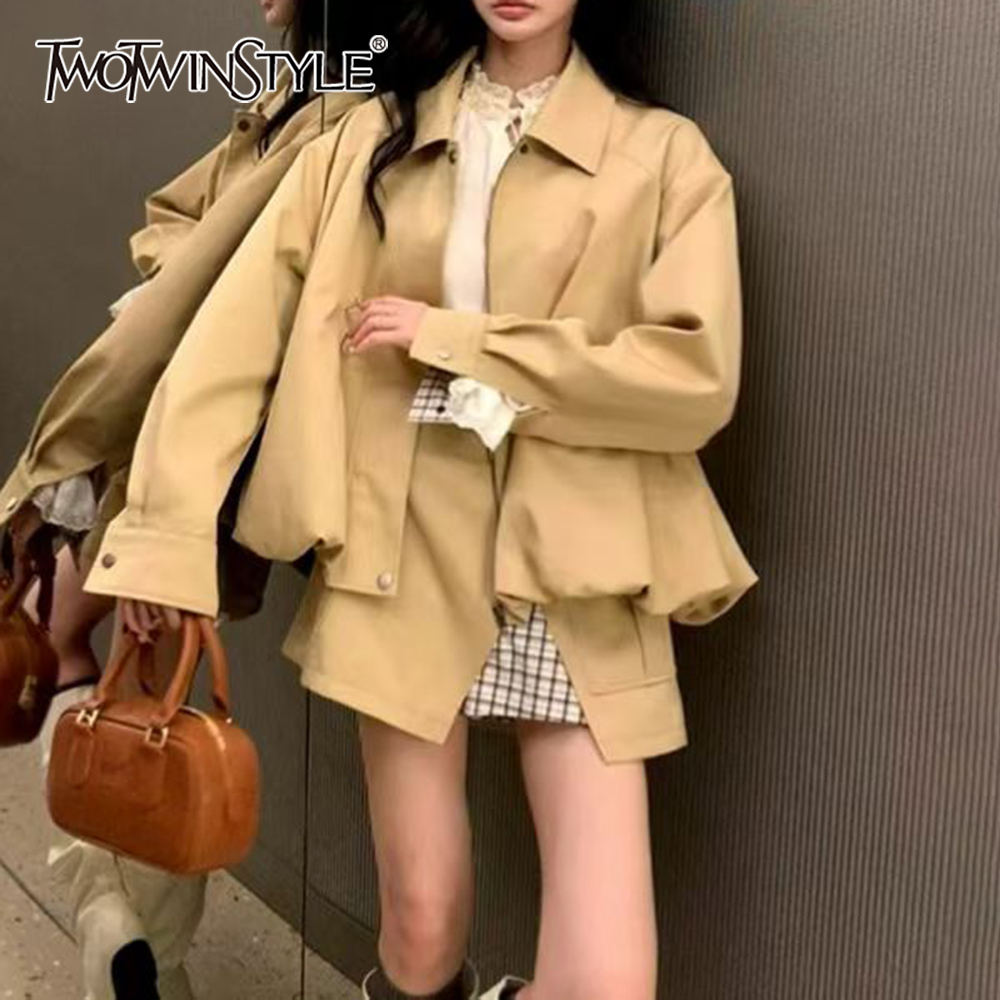 Winter Clothing Online - Twotwinstyle khakl bolso emendado conjunto de