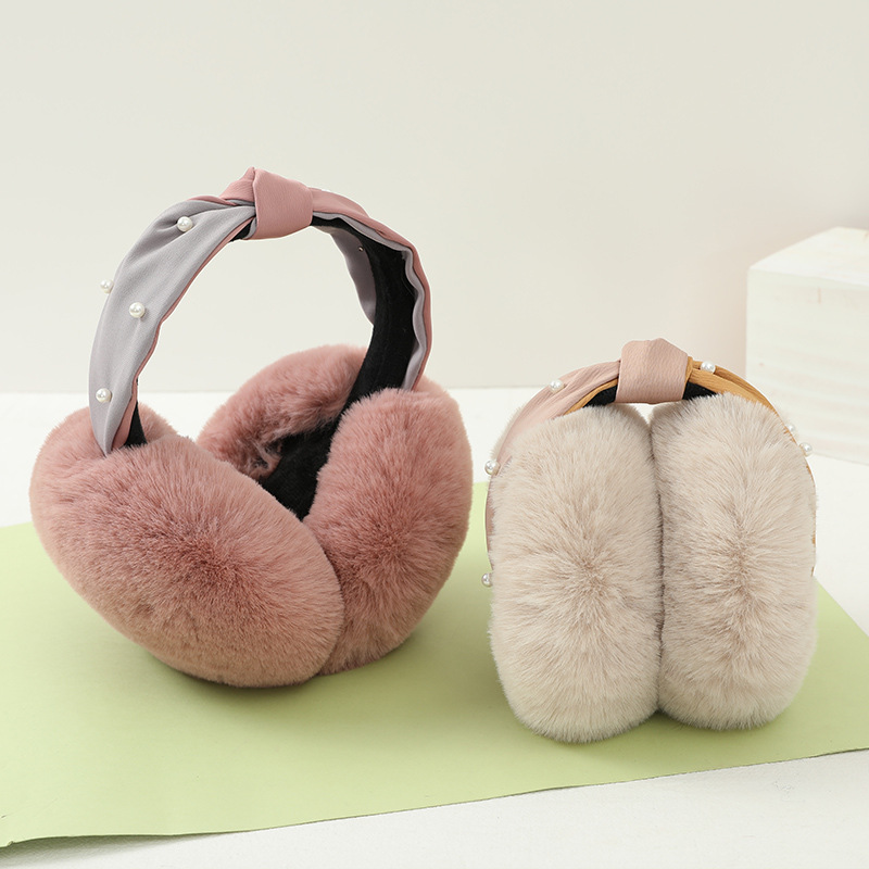 Winter Clothing Earmuffs - Anjj nova incrustação peral earmuffs moda