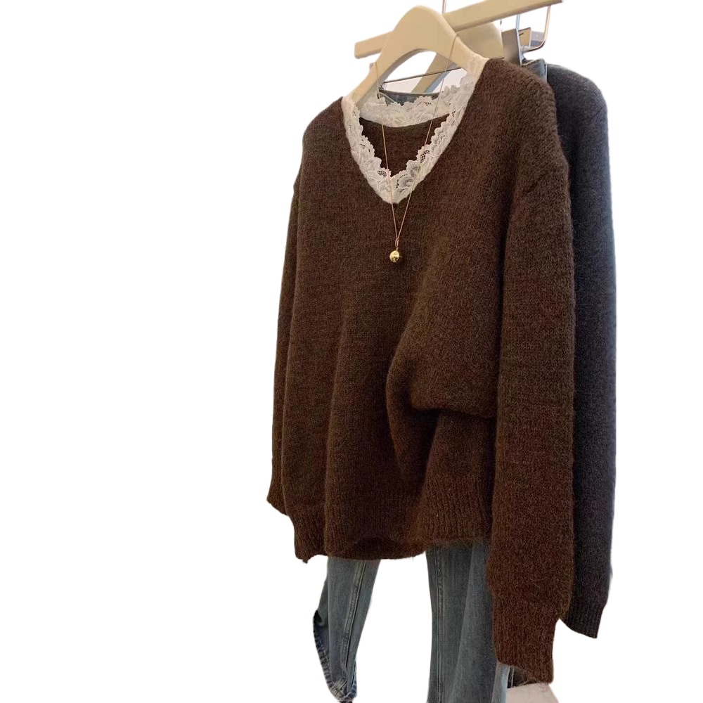 Winter Clothing Colors 2026 - 2026 Suéter de Tricô com Renda,