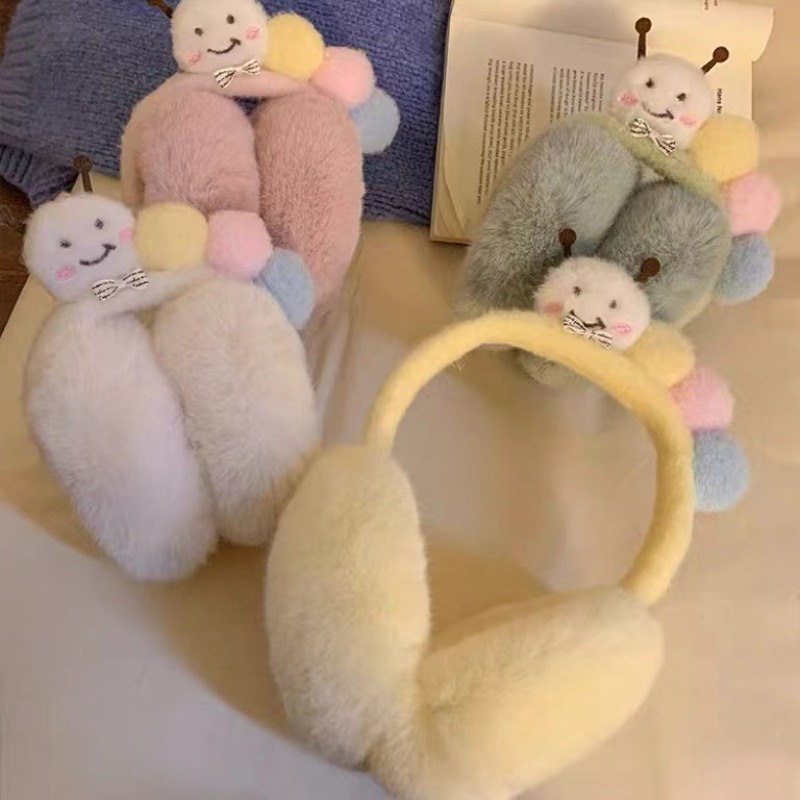Winter Clothing Earmuffs - Novo bonito engraçado pelúcia caterpillar earmuffs