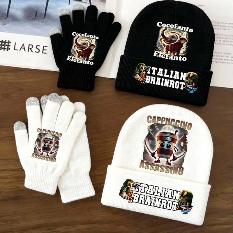 Winter Clothing For Kids - 2 pçs italiano brainrot animais chapéu