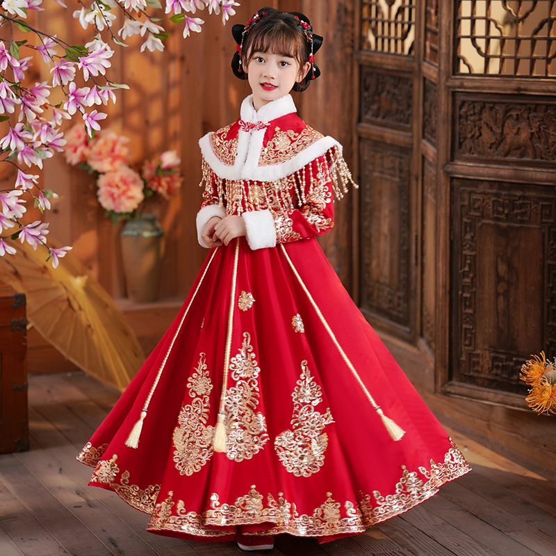 Winter Clothing For Kids - Vestido de menina flor cheongsam infantil,