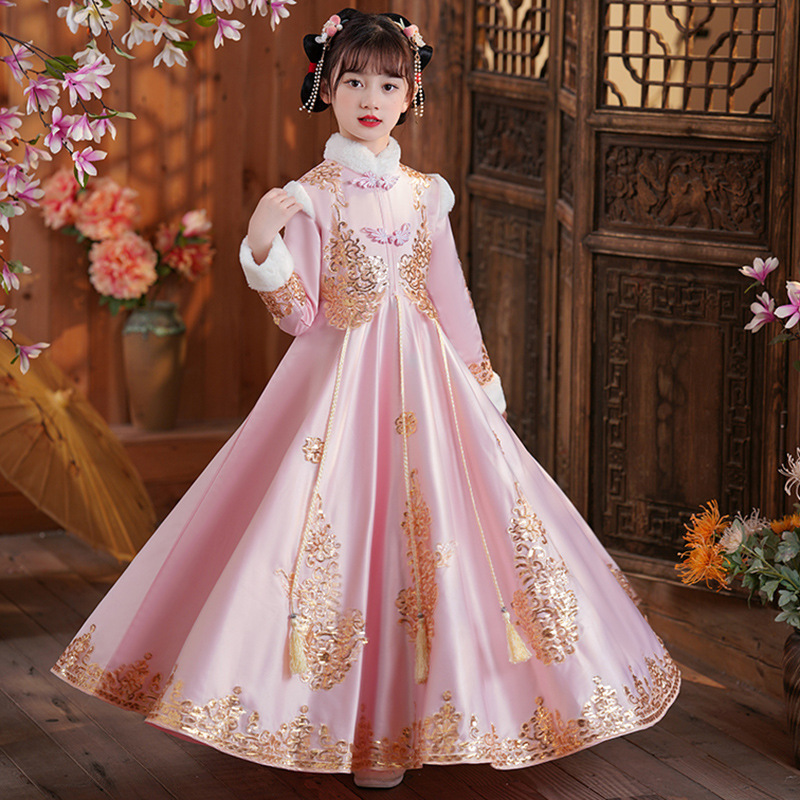 Vestido de menina flor cheongs - Winter Clothing For Kids avaliação e preço