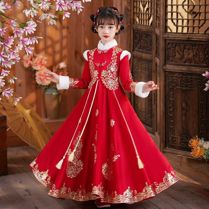 Vestido de menina flor cheongs - Winter Clothing For Kids avaliação e preço