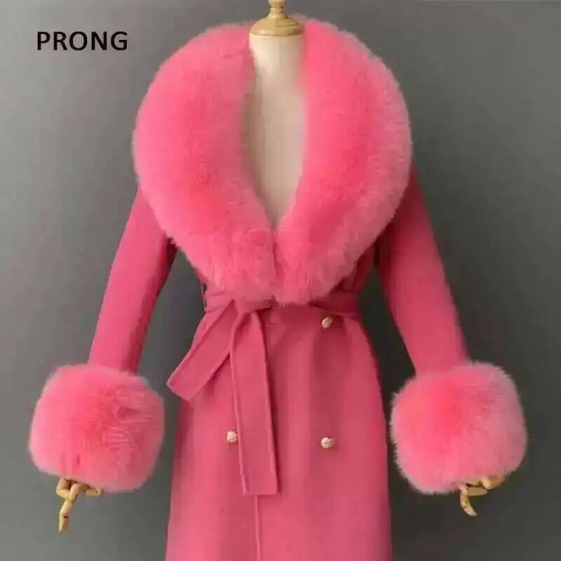 Gola de pele real e punhos con - Winter Clothing Online avaliação e preço